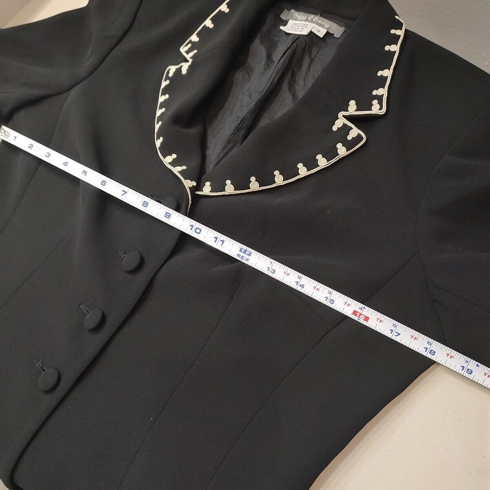 Maggy L Evening Suit Jacket Black Scroll Embroidery Peter Pan Collar Sz 8 - Picture 7 of 11